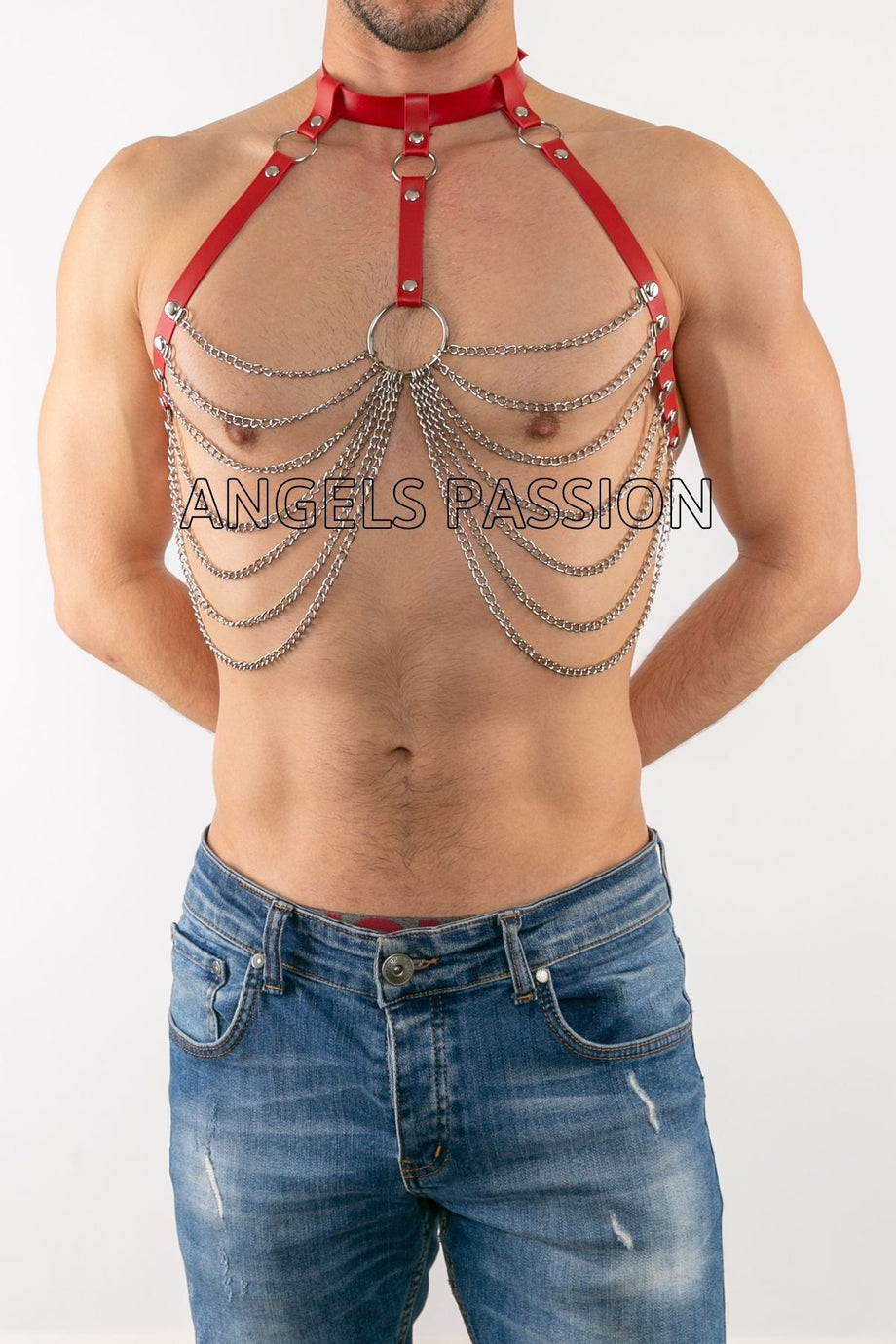 Male Chain Leather Chest Harness - Gay Fetish Wear - Bondage Gear - Fa –  morvylingerie.com